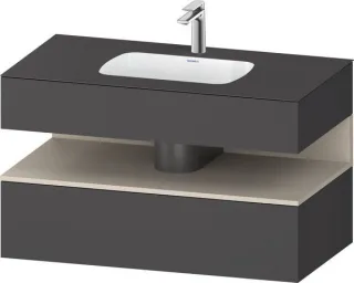 Duravit Qatego Einbauwaschtisch mit Konsolenwaschtischunterbau Graphit Matt 1000x550x600 mm - QA4786 QA4786083490010