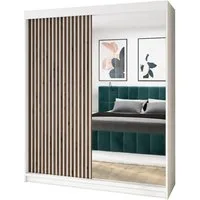 A&J MöbelLand GmbH Schiebetürenschrank MITT 2-türig Schrank mit Spiegel (nur für kurze Zeit! TOP ANGEBOT! Geräumiger Schrank mit viel Stauraum:6 Regalen und 1 Kleiderstange – -ideal zur Aufbewahrung von Kleidung und Accessoires. TOP PRODUKT! Farbe un