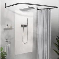Erica Duschvorhangstange Winkelstange Dusche 85x95x85 cm, Duschstange für Vorhang, Pulverbeschichteter Stahl, 100% Rostfrei
