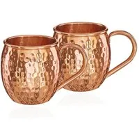 NKlaus Becher 2x Kupferbecher reines Kupfer 100% Ayuverda Kupfertasse Oval Moscow Mu, Kupfer