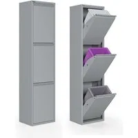 Kaufexpress Mülltrennsystem Metall-Mülltrenner 3-türig – 3x15 L Einsätze, platzsparend & montiert, Für Küche, Büro oder Hauswirtschaftsraum – funktional und modern