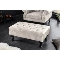 riess-ambiente Fußhocker CHESTERFIELD 80cm champagner beige Samt - Knopfheftung, Nietenbesatz (Einzelartikel, 1 St), eckiger Sitzhocker mit Nosagpolsterung & Nieten im Chesterfield-Design