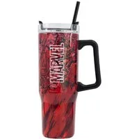 MARVEL Trinkflasche für unterwegs – 940 ml, mit Strohhalm, Edelstahl