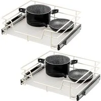 bremermann Teleskopauszug 2er Set - 60 cm mit Einlegeboden, aus Metall (Cremeweiß)