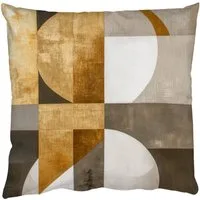 MuchoWow Dekokissen Abstrakt - Gold - Grau - Formen - Geometrisch, Zierkissen mit Füllung für Wohnzimmer, Sofakissen, 40x40 cm