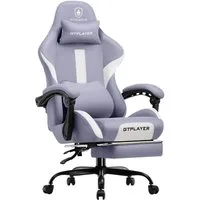 GTPLAYER Gaming-Stuhl Stoff, Racing Gamer Stuhl, Ergonomischer Gaming Sessel Gaming Chair, Schreibtischstuhl, Federsitzkissen mit Fußstütze