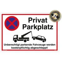 König Werbeanlagen Hinweisschild Großes Schild Privatparkplatz weiß, stabiles Alu-Schild mit UV-Schutz 42 x 30cm