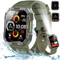 blackview Smartwatch Herren Militär, 30Tage Akkulaufzeit, 2,01" HD Touchscreen Smartwatch (2.01 Zoll, iOS/Android), 2 Armbänder 1 Ladekabel, 900 mAh, Anruffunktion,LEDTaschenlampe/Kompass/SOS,Schrittzähler, IP68