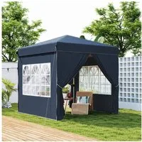 Outsunny Faltpavillon 2,5x2,5m, wasserabweisend stabil winterfest, UV Schutz 50+, faltbar, mit 4 Seitenteilen, (Pop-up Pavillon, Partyzelt), mit 4 Seitenteilen, Tasche, für Camping, Garten, Blau
