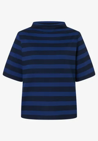 MORE & MORE - Streifenshirt mit Turtleneck blau - Gr. - 36