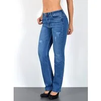 ESRA Straight-Jeans Stretch-Jeans Damen High Waist Jeans Straight Leg Hose Regular G3 Straight Fit Jeans Damen High Waist Gerade Schnitt Jeans bis Übergröße
