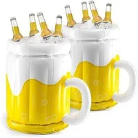 FOUORTUNATE-BEE Luftsessel Aufblasbarer Bierkrug Getränkekühler Pool Party Deko Eisbehälter, (2-tlg), Bierkrug Kühlbehälter aufblasbar mit Eis für Pool Strand Party