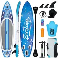 Puluomis Inflatable SUP-Board Set aufblasbar mit Halter, Sitz und Fußband, MB. bis 150Kg, 335/320cm, Surfbrett Paddling Paddelboard