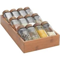 WENKO Gewürzregal mit 12 Gewürzgläser, Set 13-tlg., aus Bambus, Glas-Gewürzstreuer mit Bambusdeckel, FSC®-zertifiziert