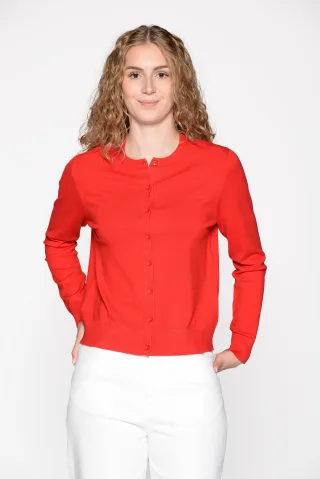 IN LINEA - Cardigan, Rundhals 449 summer red - Gr. - 42