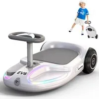 EVERCROSS TECH Elektro-Kinderauto EV6 Elektrisches Rutschauto mit 360°-Drehung & Bluetooth-Musik, 3-Gang-Modi, 25,2V Akku, Maximal 9 km/h,100+ Lichtmoden