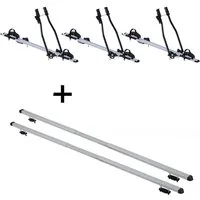 Fahrradhalter, 3x Fahrradträger SAGITTAR + Dachträger RAPID kompatibel mit Skoda Karoq (5Türer) ab 18
