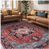 Mazovia Orientteppich Teppich Oriental Orientteppich Wohnzimmer Orient Muster Rot, 200 x 300 cm, Fußbodenheizung, Allergiker geeignet, Rutschfest