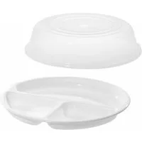 WESTMARK Mikrowellenbehälter Set, 2tlg., Menüteller und Abdeckhaube, ø je 25 cm, Kunststoff, PP, Temperaturbeständig von -20 °C bis + 90 °C, BPA-frei