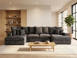 Wohnlandschaft mit Schlaffunktion BENICIO Sofa in Stoff Flow Anthrazit