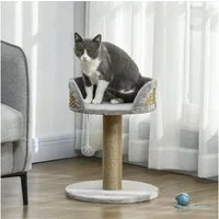PawHut Kratzbaum 49 cm Katzenbaum, Katzenmöbel mit Spielball, Liegefläche, Kletterbaum für Katzen bis 4 kg Grau
