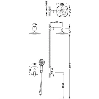 Tres Bausatz 2 Wege Unterputz Einhebelmischer Rapid box für die Dusche , 21738004 21738004