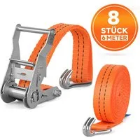 HOMELUX Spanngurt 6m Zurrgurte, 2000kg Spanngurte mit Ratsche, 35mm (Ratschengurt Zurrgurte für Ladungssicherung, 8-St., TÜV/GS geprüft) mit Spannratsche