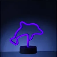 SATISFIRE LED Dekolicht LED Neonlicht DELFIN Neonschild Leuchtfigur USB Batterie 19cm blau