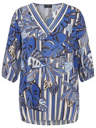 VIA APPIA DUE - Tunika V-Ausschnitt 3/4 Arm Druck cobalt multicolor - Gr. - 50