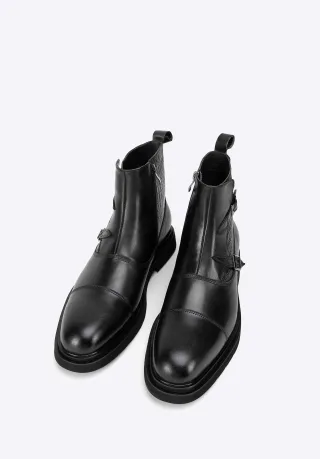Wittchen Herren-Chelsea-Boots aus Leder mit Krokodilleder-Einsätzen, Schwarz