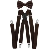 axy Hosenträger Herren Hosenträger mit Fliege Set (2-St., 2er Set) 4 Stabile Clips X-Form 2,5cm Breit verstellbar und elastisch