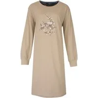 Medaillon Nachthemd Damen Schlafshirt mit langem Arm und Bündchen (1-tlg) Baumwolle