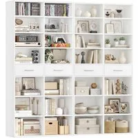 HOMECHO Bücherregal, 185,5 cm hoch Standregal mit 8 Ebenen und 2 Schubladen