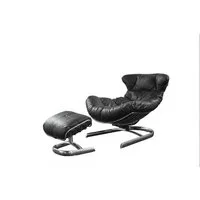 KAWOLA Relaxsessel LORNA, Sessel Leder schwarz inklusive Hocker
