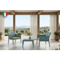 KONSIMO® Balkonset MITTU Gartenlounge-Set, Gartenmöbel-Set, italienische Premiumqualität, (3-tlg., Gartensessel: 67 cm x 80 cm x 64 cm, Tisch: 60 cm x 38 cm x 54 cm), Modern-Stil, strapazierfähiges Material, für 2 Personen
