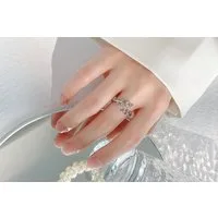 Eyecatcher Fingerring Eleganter Blätter Ring mit Zirkonia einstellbar Olivenbaumzweig, Größenverstellbar