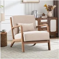 Bonzy Home Sessel Accent Sessel mit Kissen&Holzrahmen&Armlehnen, 150kg belastbar (1-St)