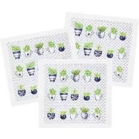 Kracht Geschirrtuch Gartenkräuter, (3-tlg., 3-teilig), 3er Pack Frottee Küchenhandtücher (3 Stück), ca.50x50cm Baumwolle