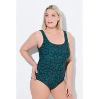 Ulla Popken Badeanzug Badeanzug Leomuster ohne Softcups Rundhals