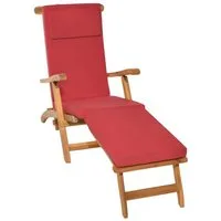 Beautissu Polsterauflage Luxus Deckchair Auflage LoftLux DC, 175x45x5cm, Rot, Polsterauflage für Liegestuhl Gartenliege Polster Bezug Abnehmbar