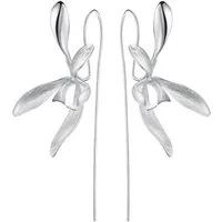 Runde Perlé Paar Ohrhänger handgefertigte Wilde Orchidee, 925 Sterling Silber, 18K Gold
