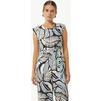 comma Jumpsuit Overall Gemusterter Overall mit Bindegürtel und Faltendetails