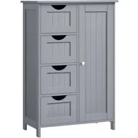 VASAGLE Badmöbel-Set Badezimmerschrank Badschrank Beistellschrank, mit 4 Schubladen, Schranktür, verstellbare Ablage