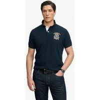Superdry Poloshirt CREST POLO mit Markenlabel, aus Baumwolle, Relaxed Fit, bedruckte Optik