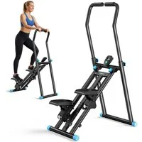 MERACH Stepper Stair Stepper Heimtrainer Klettergerät bis 150 kg, Fitness für Zuhause (mit LCD-Anzeige & Echtzeit-Tracking, 1-tlg., 3 Widerstandsstufen, Fitnessgerät für Beine & Core), Gelenkschonendes Klettertraining, max. Benutzergewicht 150 kg