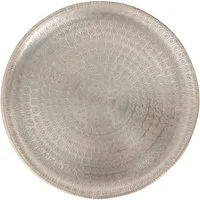 Marrakesch Orient & Mediterran Interior Dekotablett Orientalische Deko Serviertablett Jinan aus Aluminium in Silber 30 cm (1 St), Handarbeit