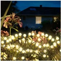 LQWELL LED Solarleuchte Firefly Solarlampen Solarlampen Gartenbeleuchtung Deko Lampe für Außen, LED fest integriert, Warmweißes Gartenlicht Modern Keine Verkabelung Einfache Installation, für Wegeleuchte Gras Terrasse Balkon Gehweg Deko
