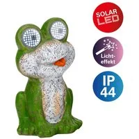 näve LED Solarleuchte Froggel, LED fest integriert, Warmweiß, Froschfigur, animierte LED Augen mit Bewegungseffekt, H: 19cm, grün