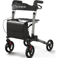 ELONEO Rollator leicht und faltbar mit Sitz, Gehhilfe 8-fach höhenverstellbar, Komfort-Sitz mit Stockhalter, Einkaufstasche & Rückengurt