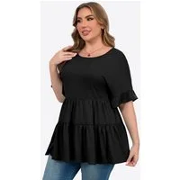 Imily Bela T-Shirt Damen Bluse mit Volants in Übergröße (Packung, 1-tlg., 1per-Pack) in Unifarbe